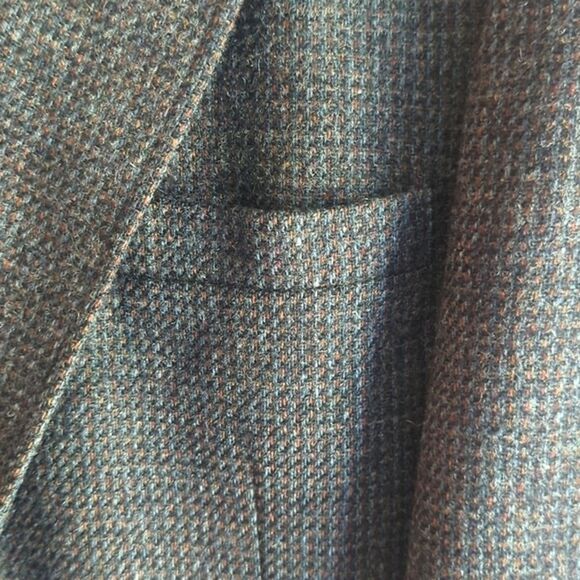 Men's VTG Imperial Haggar Dark Grey Tweed Sports Coat 44" Wool 2 Button Blazer - Picture 4 of 14